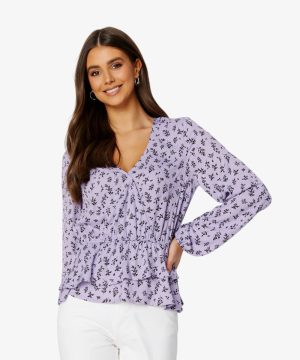 New classynest Purple Floral Peplum Top
