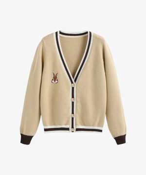 Girl Latest Cute Rabbit Embroidered Cardigan Sweater